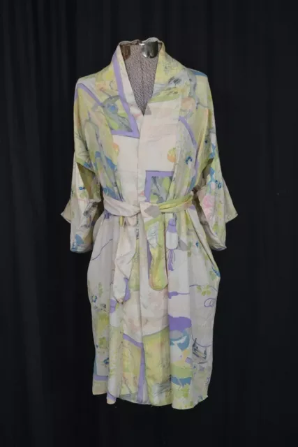 1920s kimono style robe gown bust 38 silk blend 37 long antique original