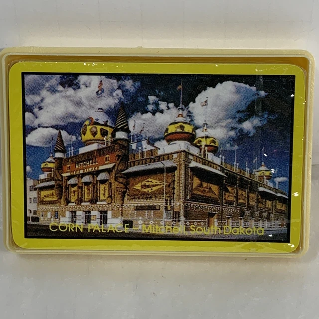 NOS Vtg South Dakota Souvenir Playing Cards Corn Palace Plastic Case Sealed