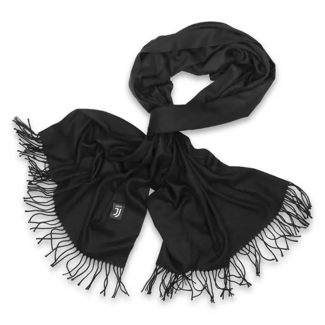 Sciarpa Pashmina Nera Caldo Cotone Invernale Logo Juventus Originale