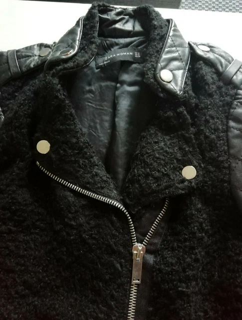 MANTEAU LONG STYLE perfecto bi mati re de couleur noir ZARA taille