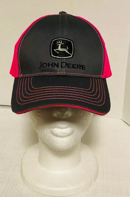 John Deere Tractor Gray Hot Pink Snapback Adjustable  Baseball Trucker Hat