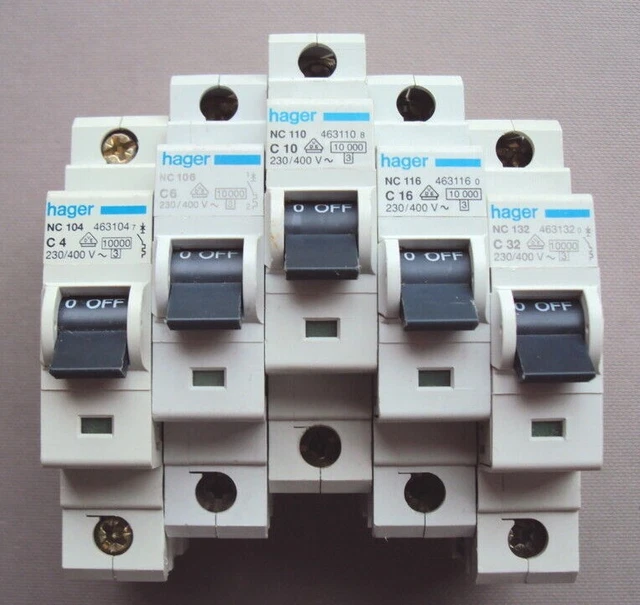 Serie Magnetotermici Hager NC Usati – Modelli NC102, NC106, NC110, NC116, NC120, NC132, NC140, NC150, NC163