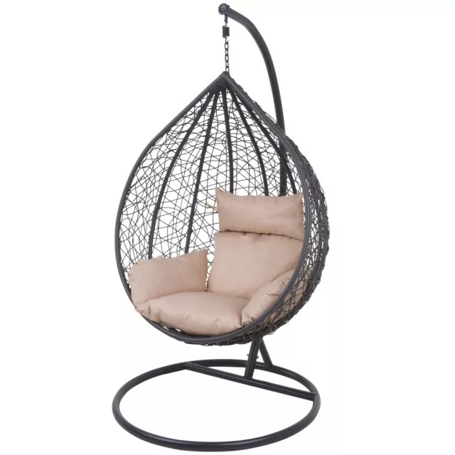 Hängesessel Hängesitz Hängekorb Hängeschaukel 120 kg Technorattan Gestell Kissen