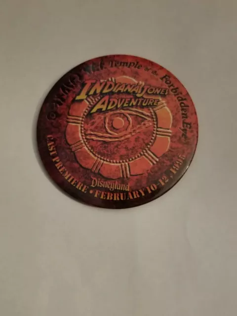 Disneyland Indiana Jones Adventure Temple of the Forbidden Eye Cast LE Button 3"