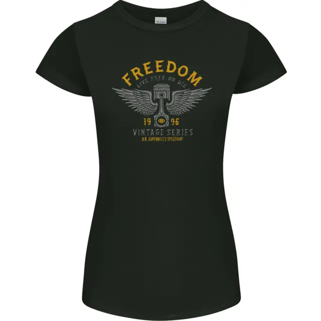 T-shirt vintage Freedom moto biker donna petite cut