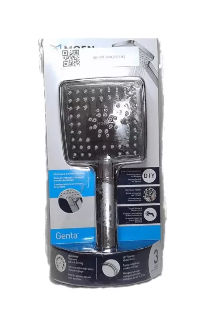 MOEN Genta 3-Spray 4". Single Wall Mount Handheld Adjustable Shower Head, Chrome