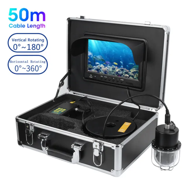 9' IPS Screen DVR Video Underwater Camera Fish Finder 20LEDS 360° Waterproof 50m