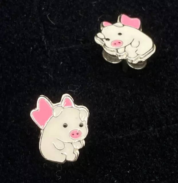 Flying Pigs Pink Ear Studs 925 Sterling Silver Earrings Boxed Enamel Piggys
