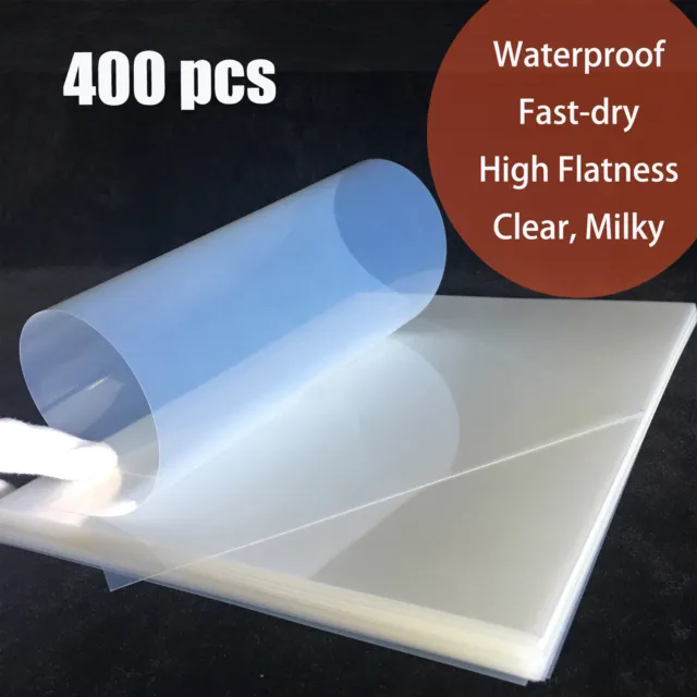 400 piezas película transparente láctea de secado rápido impermeable para serigrafía de seda