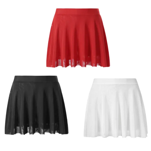 US Women Sheer Mini Skirt High Waist Pleated Skirt Solid Beach Cover-ups Skirt 3