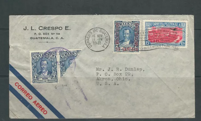 Guatemala 1941 Poste Aérienne Housse Multply Affranchis Avec Un Diviser en Deux