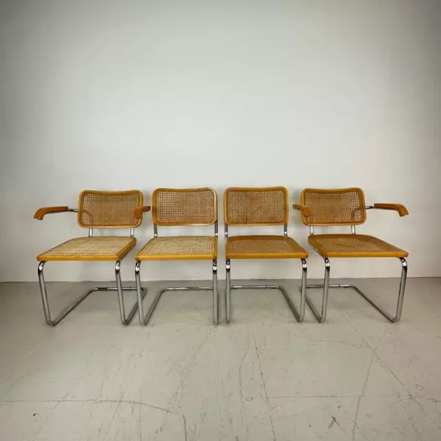 Conjunto De 4 Vintage Rubia Cantilever Sillas Comedor Cesca After Marcel Breuer