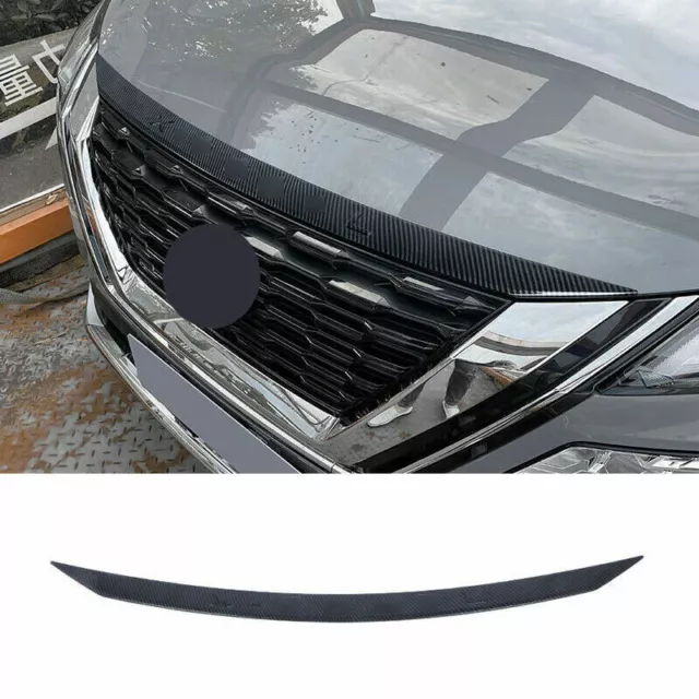 Carbon Fiber ABS Front Engine Hood Strip Trim For Nissan Rogue X-Trail 2021-2023