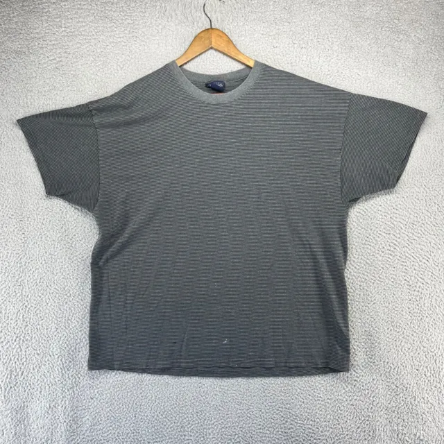 Vintage Blank Striped Shirt Mens 2XL Gray Black Faded Distressed Grunge Boxy 90s