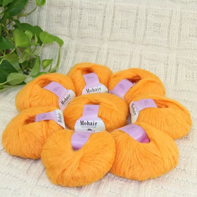 Sale 8BallsX25gr Fluffy Lace Mohair Warm Shawl Rugs Hand Knit Crocheted Yarn 07