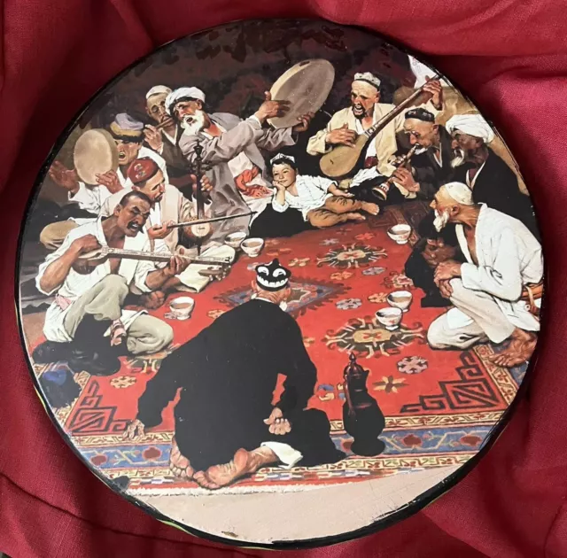 Vntage Hand Made Uzbek Doira With Traditional Images Percussion Drum W Jingles