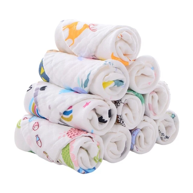 6 Pcs/Set Baby Infant Feeding Bibs Absorbent Soft Muslin Gauze Burp Saliva Towel