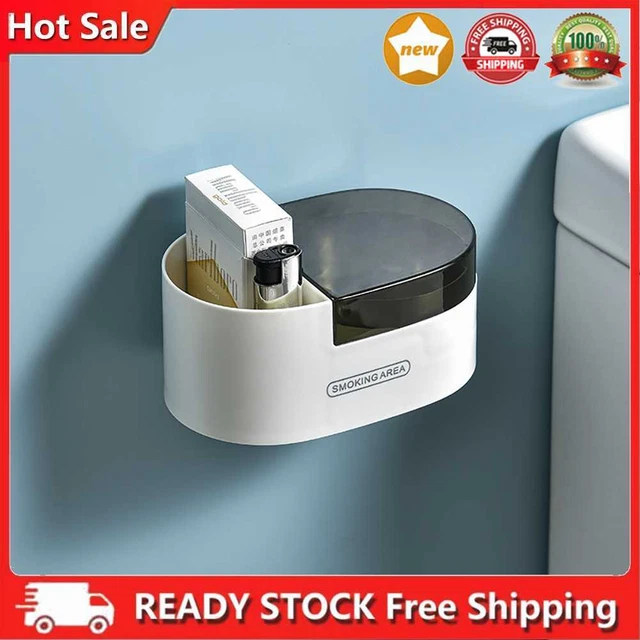 Cenicero de baño para montaje en pared, montaje en pared, cenicero con cubierta