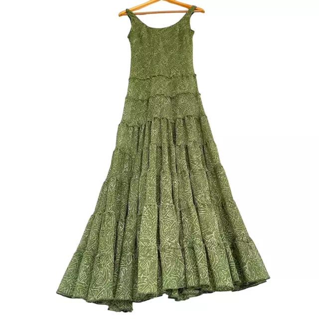Vintage Jones New York Green Chiffon Maxi Boho Dress Women's Size 6