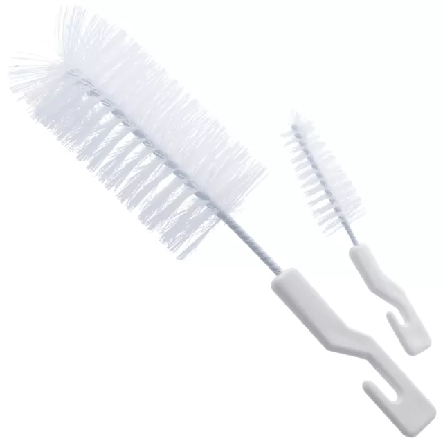 BOTTLE & TEAT BRUSH x2 Small Large Baby Feeding Cleaning Long Handle Nipple Milk