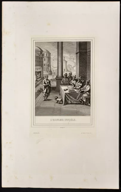 1853 - Parabole de l'Économe Infidèle - Vie de Jésus Christ - Gravure