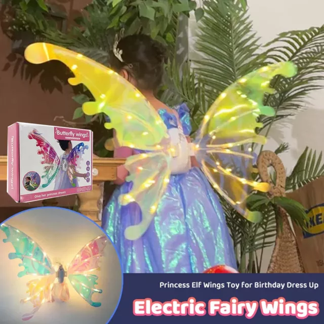 Electric Fairy Wings Light Up Girl Dress Up Music Butterfly Angel Princess Wings