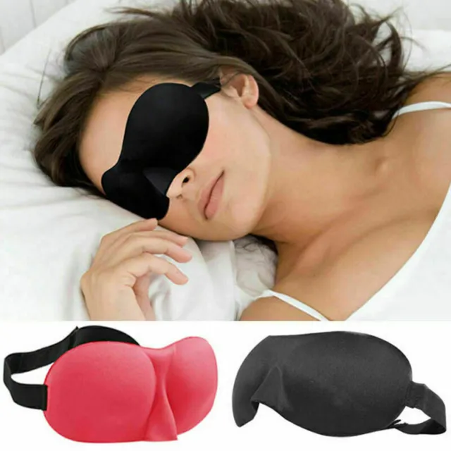 Schwarz 3D Weich Schlafmaske Reise Rest Schlaf Schlafbrille Augenmaske gut