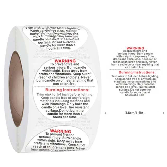 500 piezas/rollo etiqueta de advertencia de vela frasco de velas pegatinas impermeables L3CZY