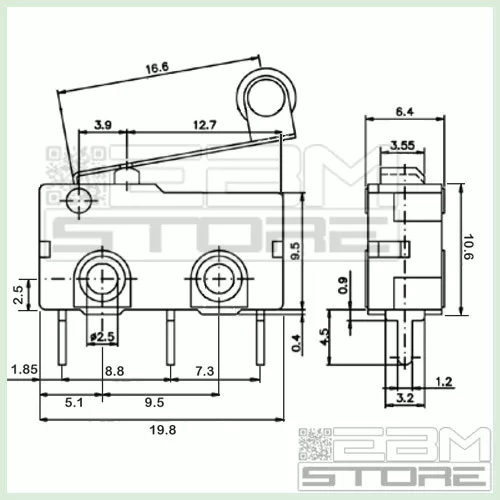 10 pz. microswitch con rotella a leva pulsante fine corsa micro switch ART. EE04 3