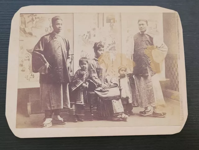 FANTASTIC CABINET CARD CHINESE AMERICAN ASIAN  VICTORIAN family vintage original