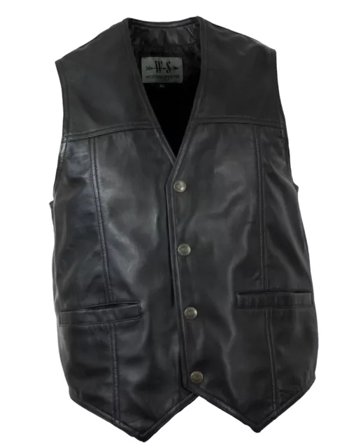 WESTERN-SPEICHER Herren Weste Lammnappa Leder Schwarz S bis 5XL Denver