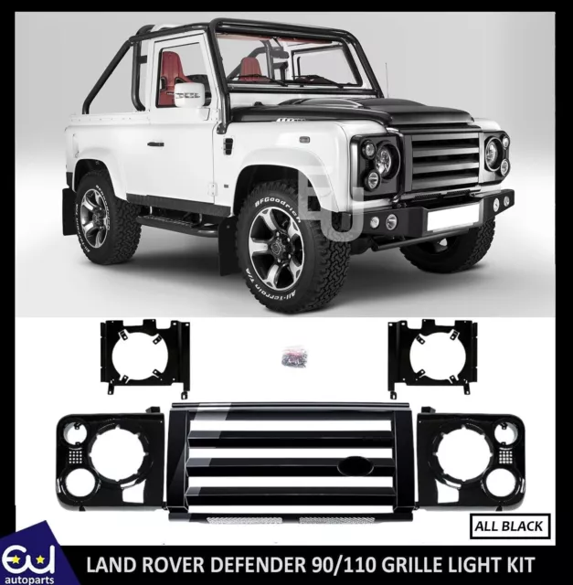 Svx Look Black Front Grille Light Surround Kit For Land Rover Defender 90 110