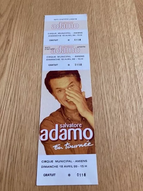 SALVATORE ADAMO, ticket de concert COMPLET 1999/Amiens