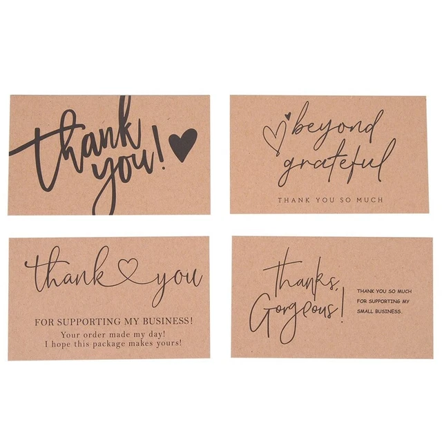 20 Cartes De Remerciement Mini Avec Enveloppes Kraft – 9 X 5,4 Cm, Sceau Doré, Pour Cadeaux, Mariage, Anniversaire - 10