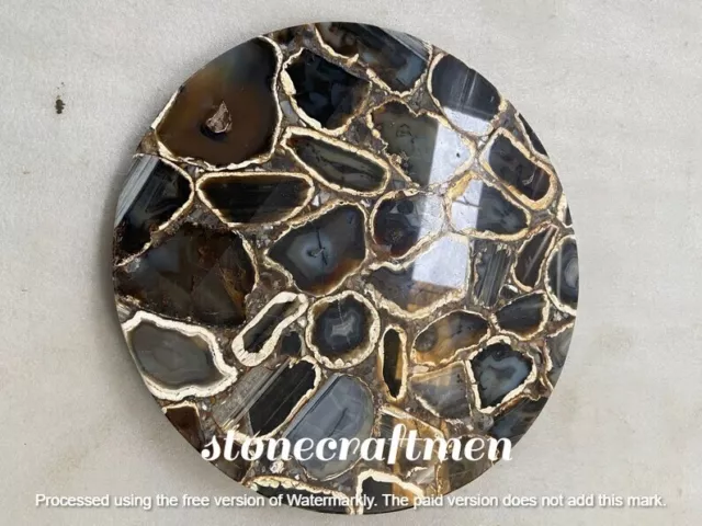 Black Agate Geode Coffee Table Top, Agate Stone Center Table Top, Christmas Sale