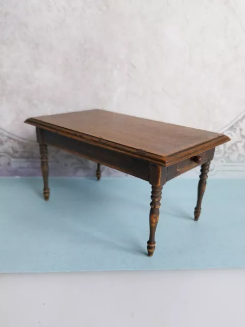 1/12th Scale Dollshouse Miniature Table With 2 Drawers.