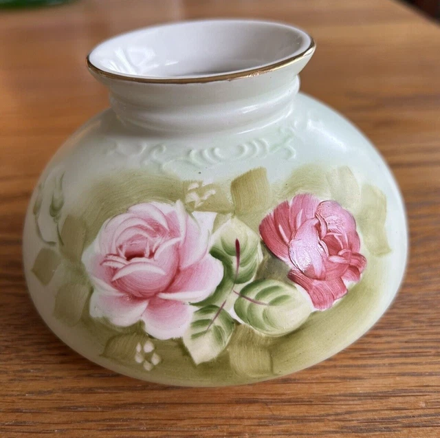 Lefton Heritage Lamp Shade Roses 3 1/4" Tall 3 5/8" Bottom Rim Opening