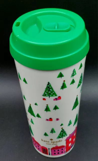 Holiday Christmas Thermal Travel Mug Hot/Cold w/Lid Kate Spade New York 16 oz