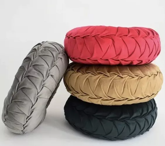 Clicktive Round Pleated Pillow Seat Cushion Chair Sofa BedRoom Livingroom Decor