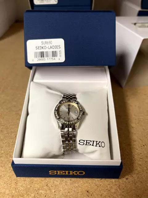 NEW* Seiko Womens SUR690 Two-Tone Stainless Steel Date Watch MSRP $250!