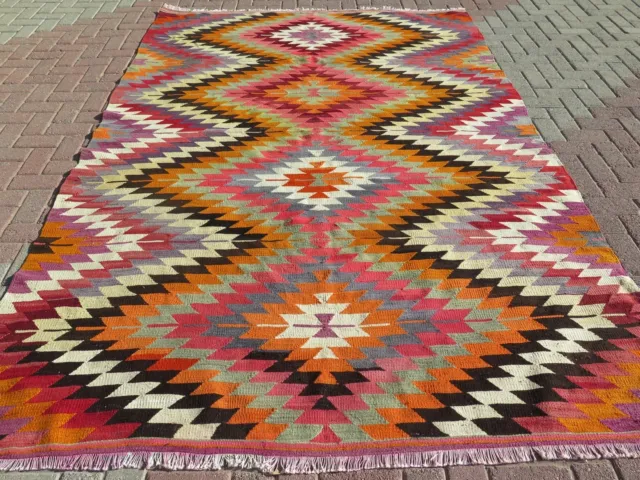Vintage Anatolia Classic Kilim Rugs, Handmade Kelim, Large Rug, Carpet 78"x117"