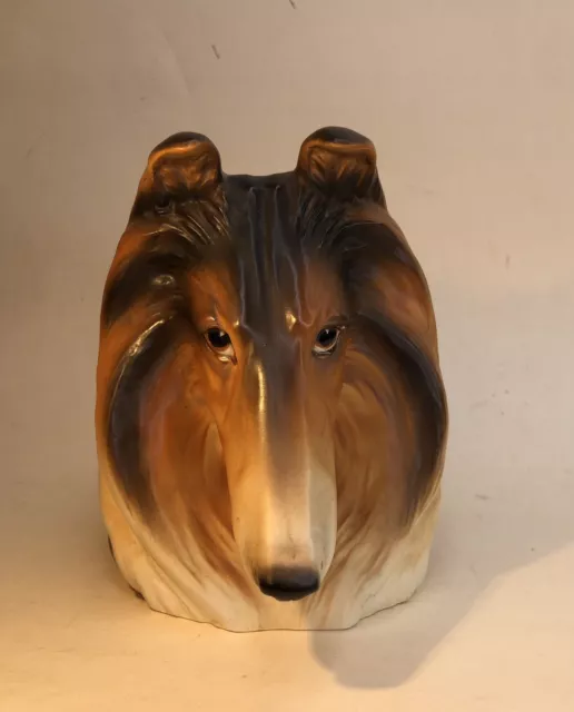 Vintage Collie Dog Ceramic Planter Inarco Japan Mid Century Head Figurine E1847