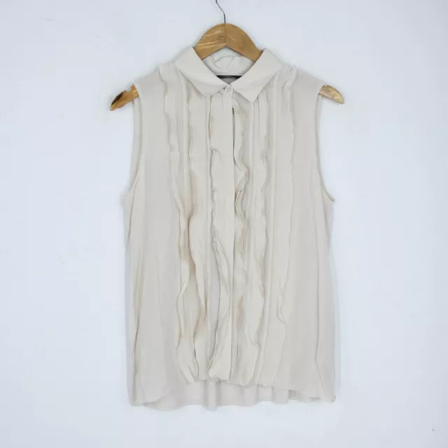 Camicia Weekend Max Mara Taglia L Donna Seta Pratico Tinta Unita Beige Woman