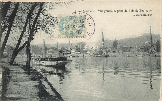 92 Suresnes #28196 Vue Genrale Prise Du Bois Boulogne Bords De Seine Bateau