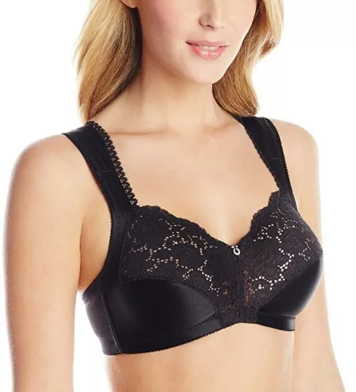 Wonderbra Women's Full Support, Cushioned Strap Wire-Free Bra, Black, 36C