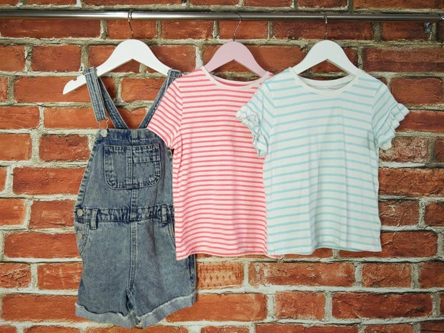 Girls Bundle Age 5-6 Years Next M&S Short Denim Dungarees Top T-Shirt Kids 116Cm