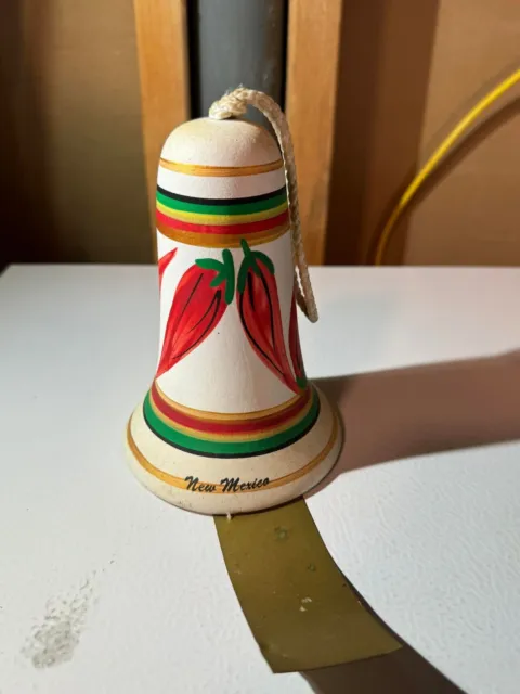 Ceramic Tesa Hand Painted Red Chili Peppers Design New Mexico Bell Souvenir