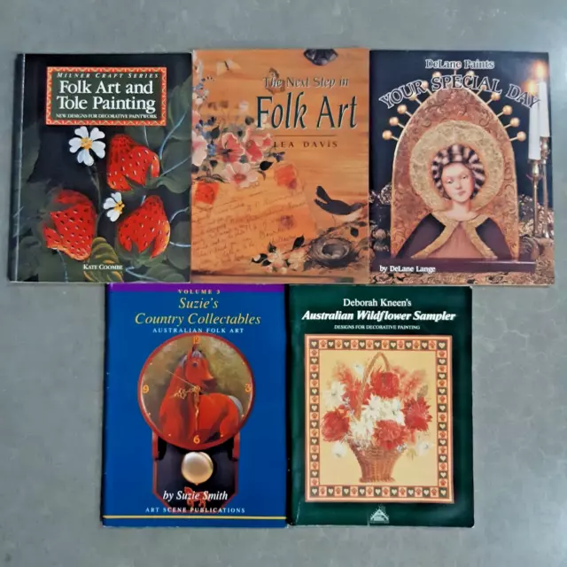 Folk Art Tole Painting Instruction Books Paperback Illustrated VINTAGE