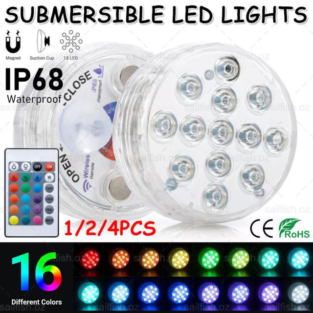 LED RGB Underwater Lights Waterproof Submersible Aquarium Pool Pond Lamp Remote 3