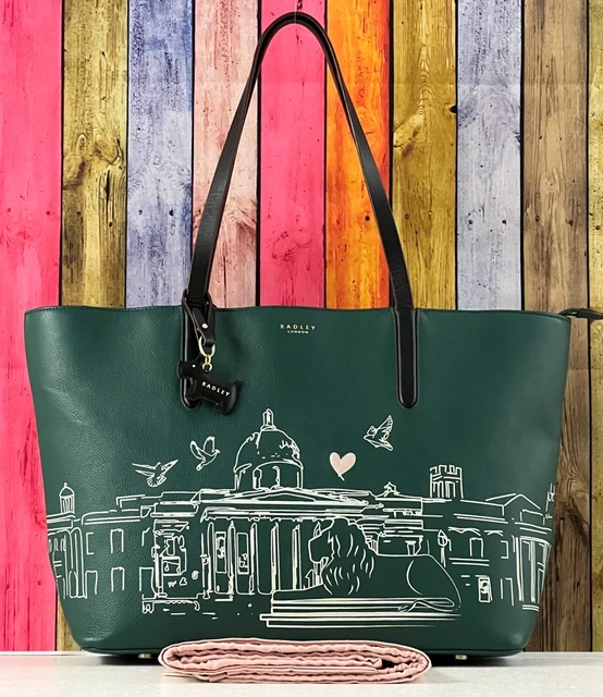 Radley London Shopper große grüne Leder-Schultertasche Arbeitstasche gebraucht